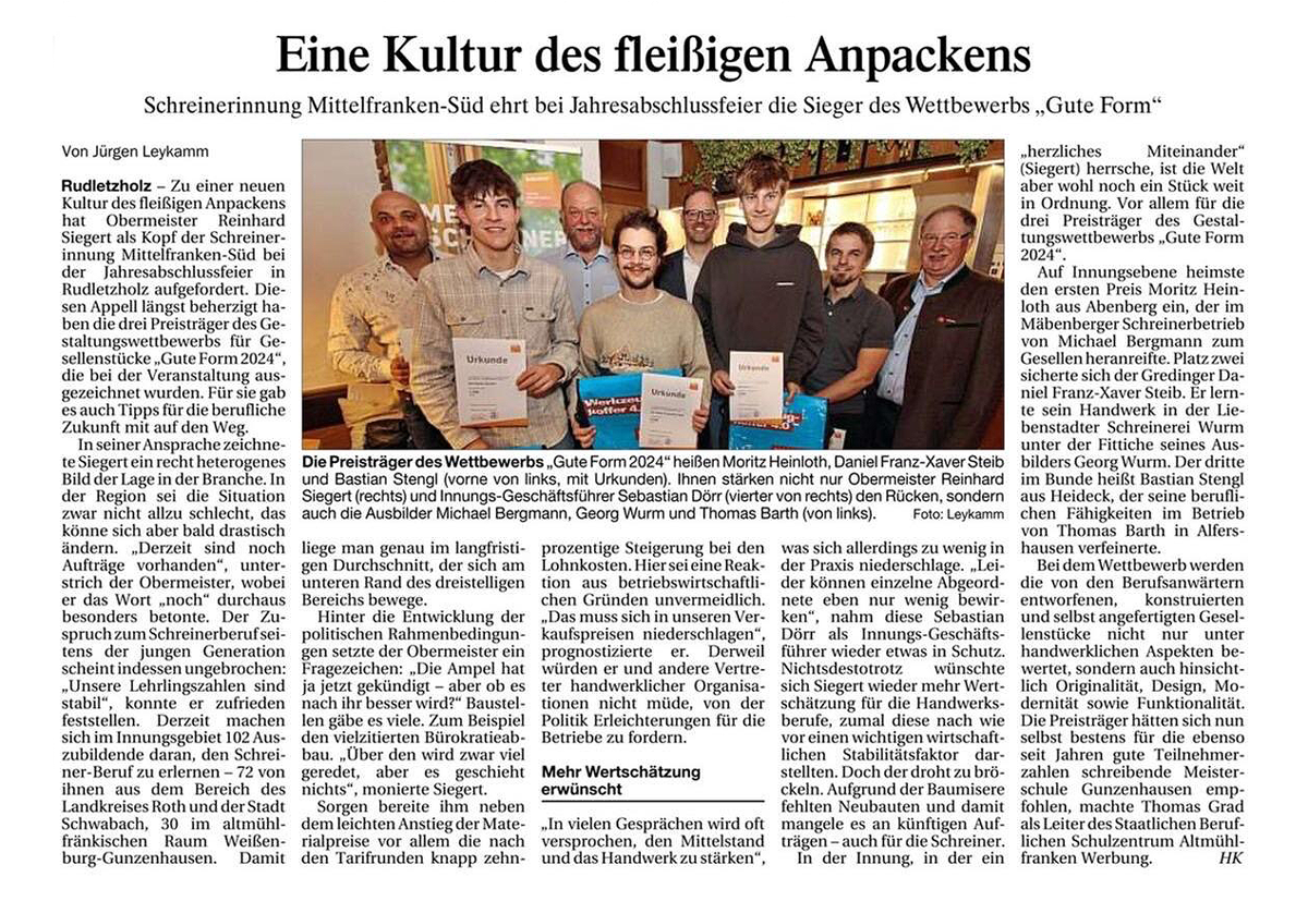 Zeitungsartikel Kultur des fleißigen Anpackens